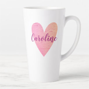 Tasse Latte Coeur rose mou personnalisé