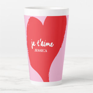 Tasse Latte Coeur rouge avec je t’aime-text sur arrière - plan