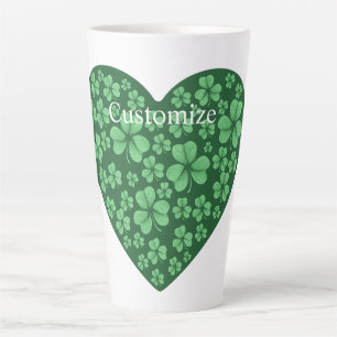 Tasse Latte Coeur Shamrock vert Saint Patrick's Day