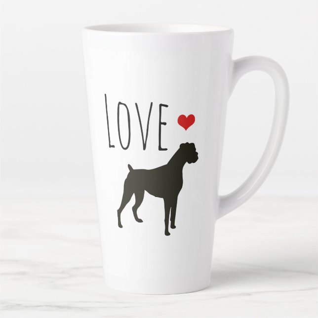 Tasse Latte Coeur Valentin| Chiens de boxe d'amour (Droite)