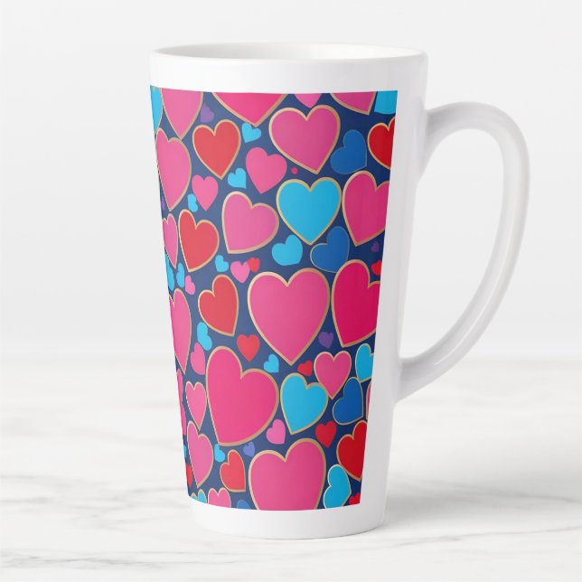 Tasse Latte Cœurs 3d roses (Droite)