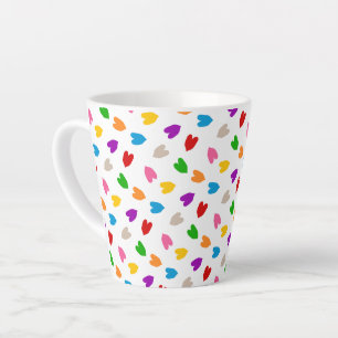Tasse Latte Cœurs Amour Colorés Motif Design Blanc