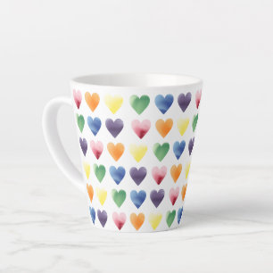 Tasse Latte Coeurs arc-en-ciel