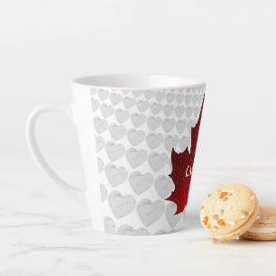 TASSE LATTE COEURS BLANCS DE LA FEUILLE ROUGE DU CANADA