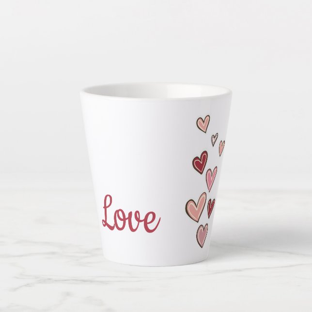Tasse Latte Coeurs d'amour rose rouge (Devant)