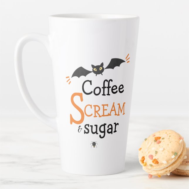 Tasse Latte Coffee Scream & Sugar Spider Halloween (En situation)