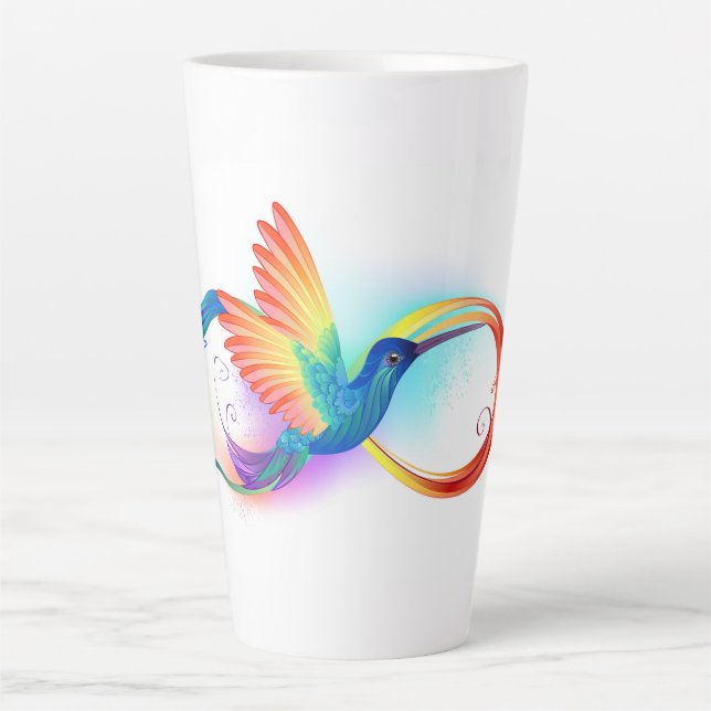 Tasse Latte Colibri arc-en-ciel avec symbole Infinity (Devant)