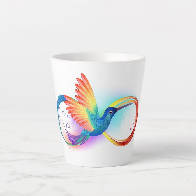 Tasse Latte Colibri arc-en-ciel avec symbole Infinity (Devant)
