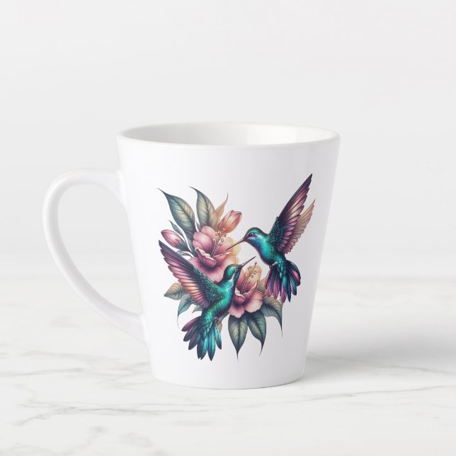 Tasse Latte Colibri et fleur (Gauche)