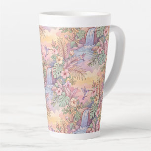 Tasse Latte Colibris Hibiscus Cascade Joie