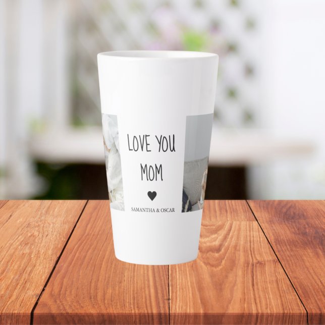 Tasse Latte Collage moderne Photo Love You Mom Best Gift (Créateur téléchargé)