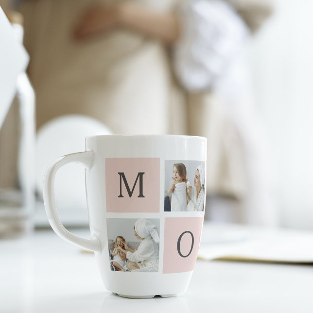 Tasse Latte Collage moderne Photo & Pastel Cadeau de maman ros (Créateur téléchargé)