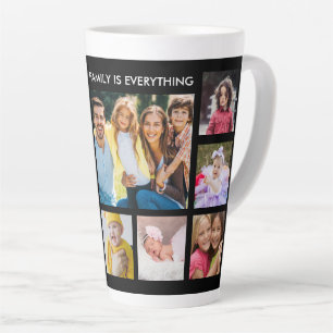 Tasse Latte Collage personnalisé de 12 photos Citation de fami
