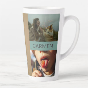 Tasse Latte Collage personnalisé de trois photos et texte pers