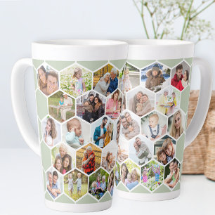 Tasse Latte Collage photo Géométrique Hexagone 28 Photos Vert