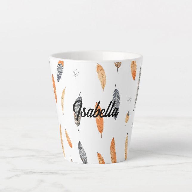 Tasse Latte Collection Bohème Tendance Luxe Plumes (Devant)