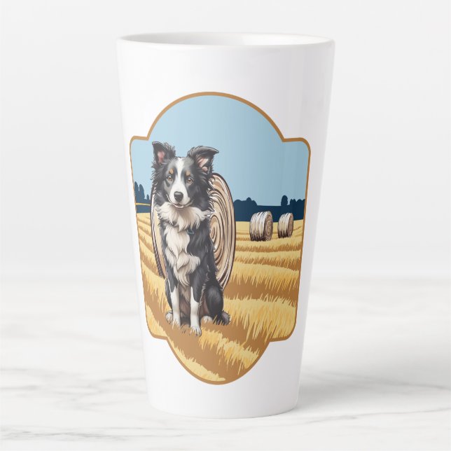 Tasse Latte Collie frontalier à la ferme (Devant)