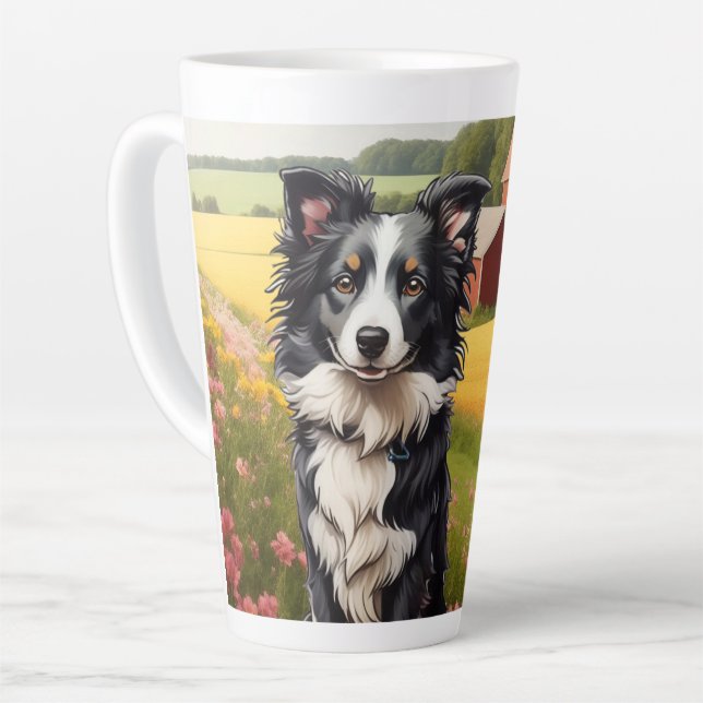 Tasse Latte Collie frontalier à la ferme (Angle gauche)