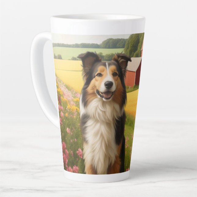 Tasse Latte Collie standard à la ferme (Angle gauche)