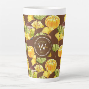 Tasse Latte Coloré Cosy Automne Aquarelle Motif Monogramme