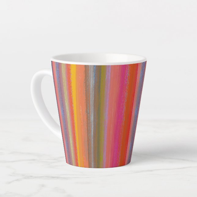 Tasse Latte Colorful Charcoal Boho Stripes (Angle gauche)