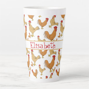 Tasse Latte Conception Brown de poulet Personnalisée Grande
