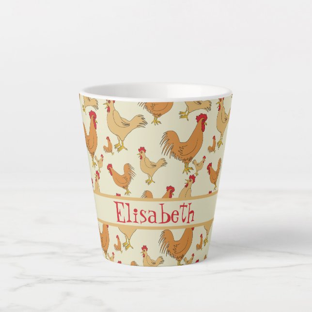 Tasse Latte Conception Brown du poulet Personnaliser (Devant)