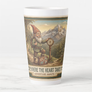 Tasse Latte Conception d'aventure Gnome Where the Heart Takes
