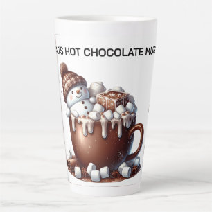 Tasse Latte Conception de cacao au bonhomme de neige mignon 
