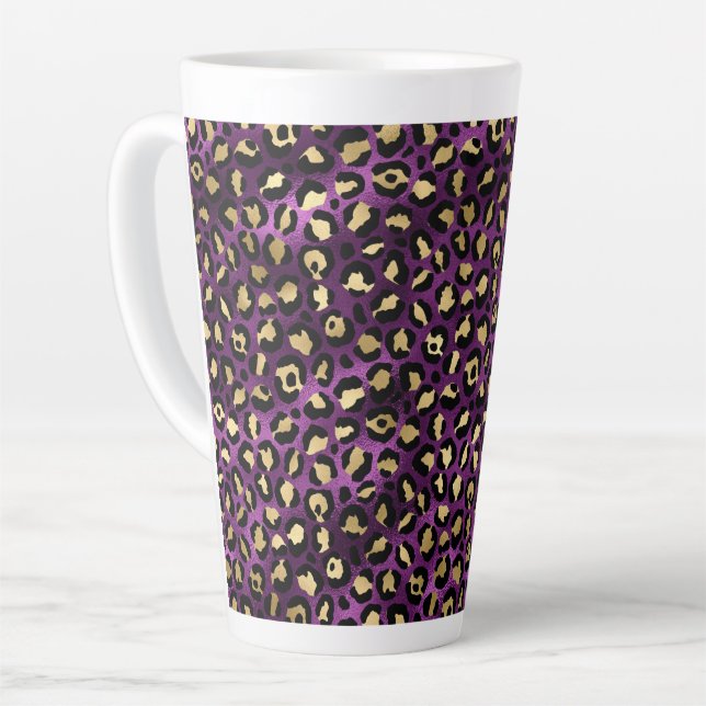 Tasse Latte Conception de la série Leopard violet et or 1 (Angle gauche)