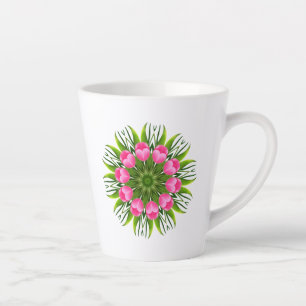 Tasse Latte Conception de mandala de fleur magnifique-79358