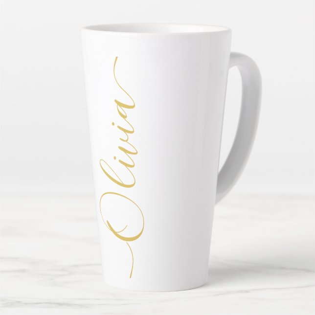 Tasse Latte Conception de nom de script Olivia Gold (Angle droit)