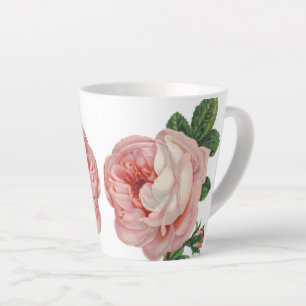 Tasse Latte Conception de rose rose vintage 