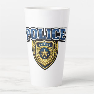 Tasse Latte Conception de texte gras pour badge de police