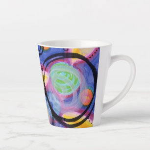 Tasse Latte Conception du doodle en cercle coloré en latte de