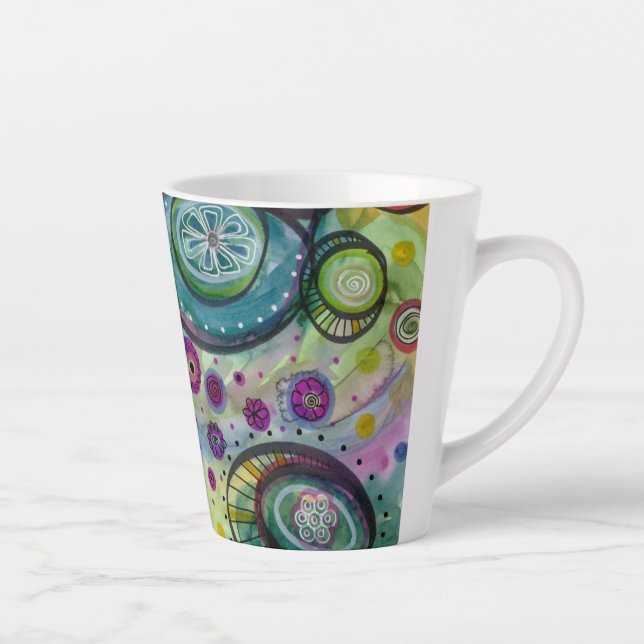Tasse Latte Conception du doodle en cercle coloré en latte de  (Droite)
