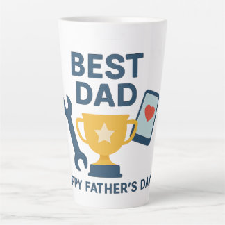 Tasse Latte Conception moderne du trophée "Best Papa" - Happy