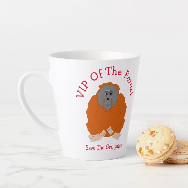 Tasse Latte Conception Orangoutan personnalisée (En situation)