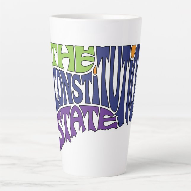 Tasse Latte Connecticut surnom Word Art (Devant)