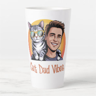 Tasse Latte Cool Chat Papa Vibes T-Shirt Style Rétro Funny Kit
