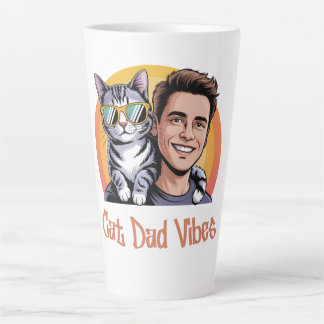 Tasse Latte Cool Chat Papa Vibes T-Shirt Style Rétro Funny Kit