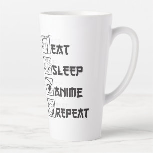 Tasse Latte Cool Manger Sleep ANIME Répéter Funny Icône Japona