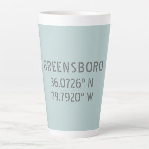 Tasse Latte Coordonnées de latitude et de longitude CN Greensb