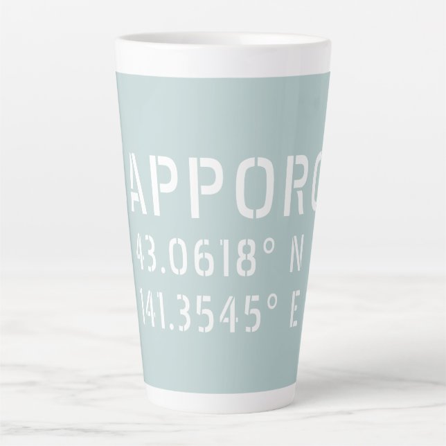 Tasse Latte Coordonnées Sapporo Latitude & Longitude (Devant)