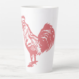 Tasse Latte Coq Rouge de Style Presse à Caractères