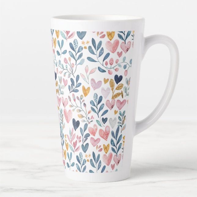 Tasse Latte Corações em aquarela (Droite)