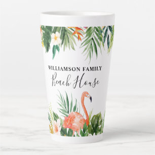 Tasse Latte Corail tropical Floral Beach House Grande