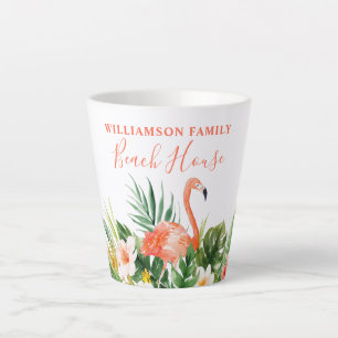 Tasse Latte Coral Aquarelle Tropical Floral Beach House