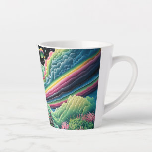 Tasse Latte Corbeau arc-en-ciel nocturne