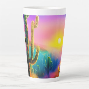 Tasse Latte Coucher de soleil coloré dans le désert